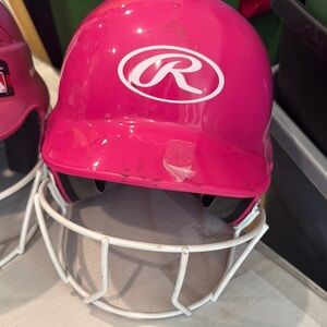 Rawlings Hot Pink Helmet with White Guard